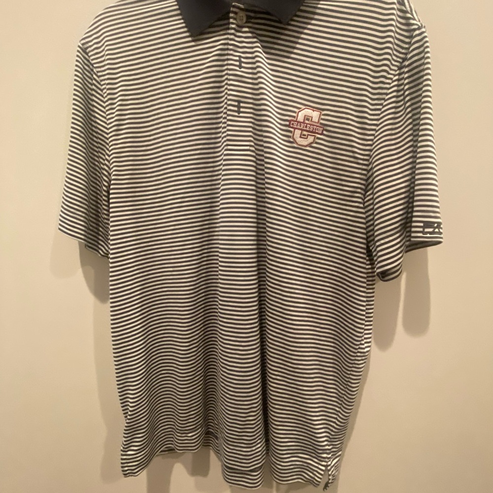 Cutter & Buck Black and White Polo Shirt Classic Striped Design